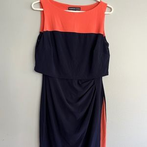 American Living Navy & Peach Color Block Sleeveless Dress
